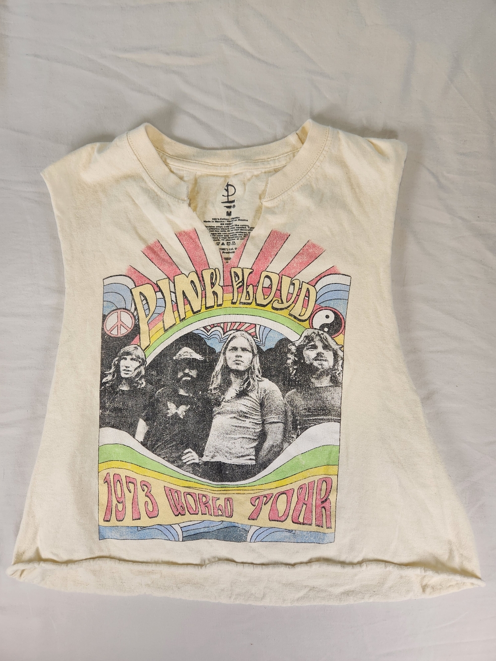 Vintage Pink Floyd 1973 World Tour Sleeveless T-Shirt Medium 100% Cotton